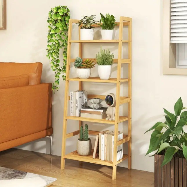47.5 Inch 4Tier Multifunctional Bamboo Bookcase Storage Stand Rack - Oasis Home Essentials