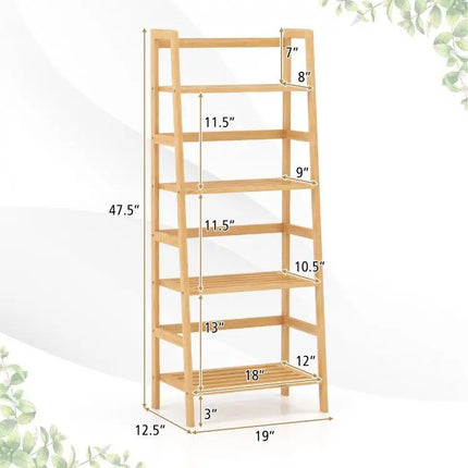 47.5 Inch 4Tier Multifunctional Bamboo Bookcase Storage Stand Rack - Oasis Home Essentials