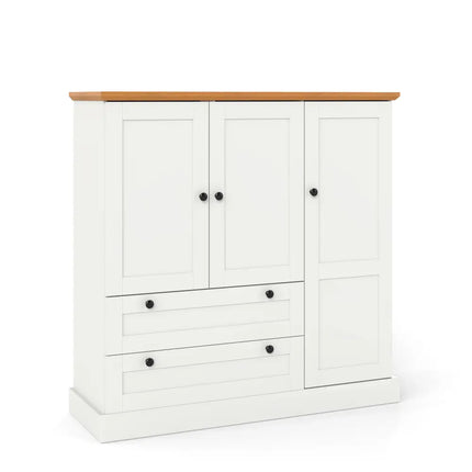47.5 Inch Kitchen Freestanding Storage Cabinet with 3 Doors and 2 Large Drawers-White Costway