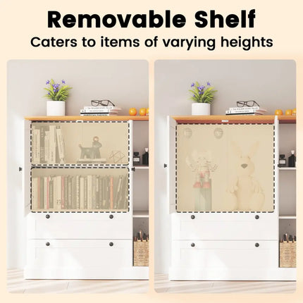 47.5 Inch Kitchen Freestanding Storage Cabinet with 3 Doors and 2 Large Drawers-White Costway
