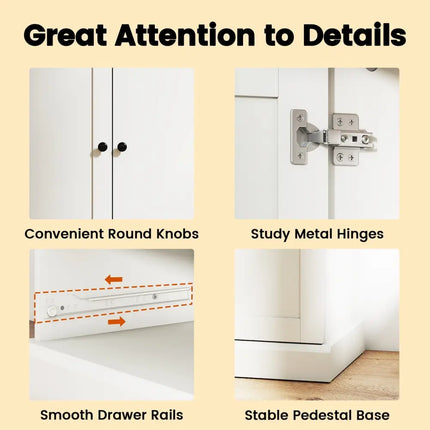 47.5 Inch Kitchen Freestanding Storage Cabinet with 3 Doors and 2 Large Drawers-White Costway