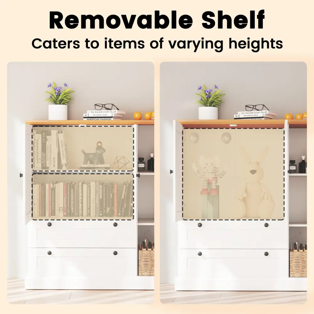 47.5 Inch Kitchen Freestanding Storage Cabinet with 3 Doors and 2 Large Drawers-White - White - Sideboards Cabinets &