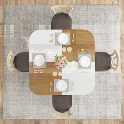 47.5 inch Modern Dining Table  Square Kitchen Table with Mix-colored Tabletop-Natural Costway