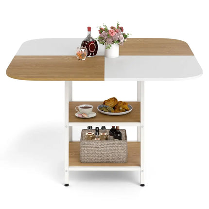 47.5 inch Modern Dining Table  Square Kitchen Table with Mix-colored Tabletop-Natural Costway
