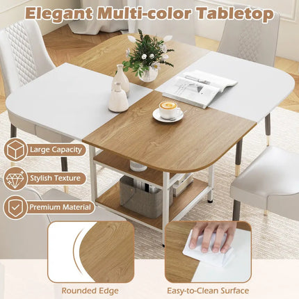 47.5 inch Modern Dining Table  Square Kitchen Table with Mix-colored Tabletop-Natural Costway