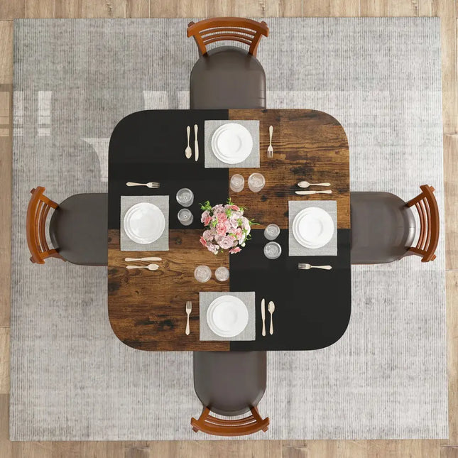 47.5 inch Modern Dining Table  Square Kitchen Table with Mix-colored Tabletop-Rustic Brown Costway