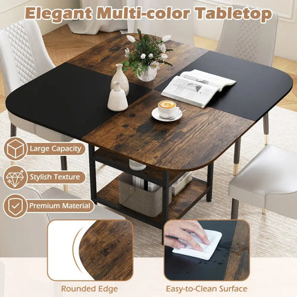 47.5 inch Modern Dining Table  Square Kitchen Table with Mix-colored Tabletop-Rustic Brown Costway