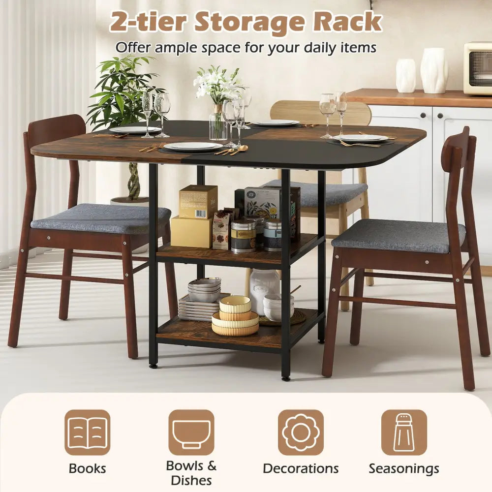 47.5 inch Modern Dining Table Square Kitchen Table with Mix-colored Tabletop-Rustic Brown - Rustic Brown - Dining Tables