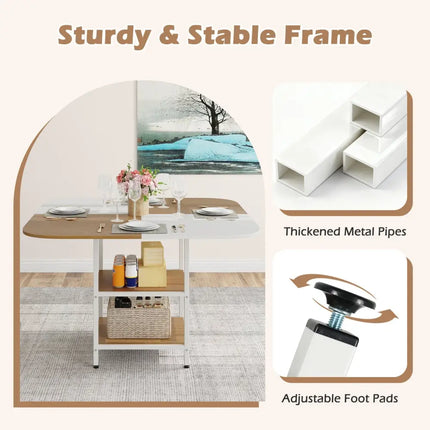 47.5 inch Modern Dining Table  Square Kitchen Table with Mix-colored Tabletop-Natural Costway
