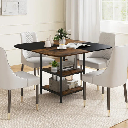 47.5 inch Modern Dining Table  Square Kitchen Table with Mix-colored Tabletop-Rustic Brown Costway