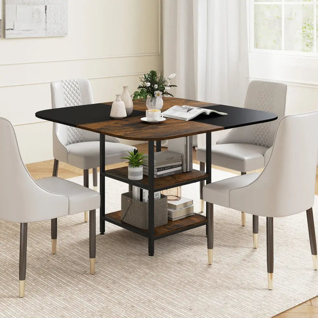 47.5 inch Modern Dining Table  Square Kitchen Table with Mix-colored Tabletop-Rustic Brown Costway