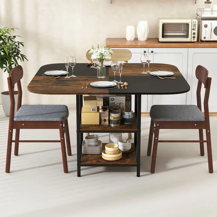 47.5 inch Modern Dining Table  Square Kitchen Table with Mix-colored Tabletop-Rustic Brown Costway