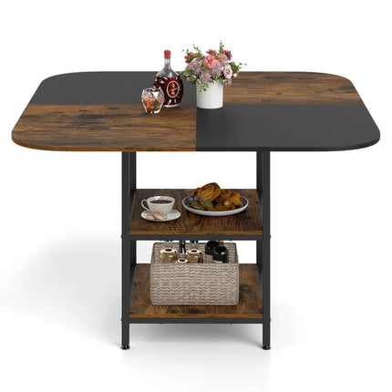 47.5 inch Modern Dining Table  Square Kitchen Table with Mix-colored Tabletop-Rustic Brown Costway