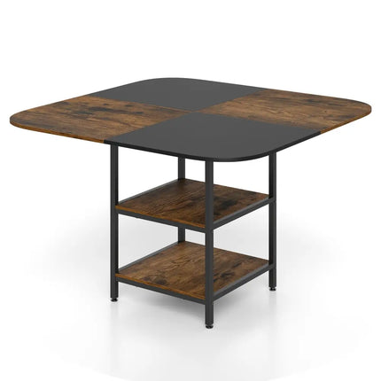 47.5 inch Modern Dining Table  Square Kitchen Table with Mix-colored Tabletop-Rustic Brown Costway