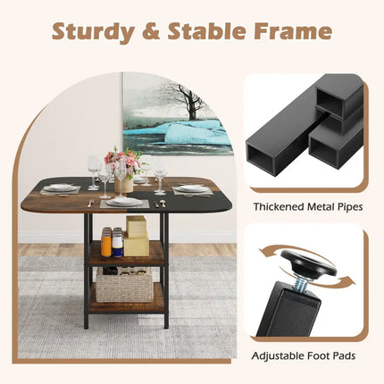 47.5 inch Modern Dining Table  Square Kitchen Table with Mix-colored Tabletop-Rustic Brown Costway
