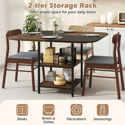 47.5 inch Modern Dining Table  Square Kitchen Table with Mix-colored Tabletop-Rustic Brown Costway