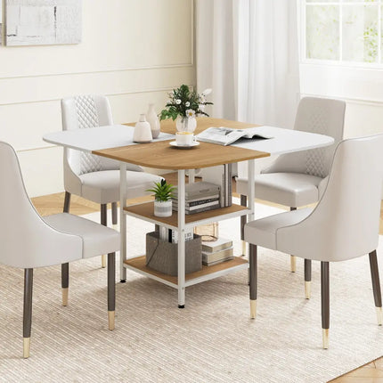 47.5 inch Modern Dining Table  Square Kitchen Table with Mix-colored Tabletop-Natural Costway