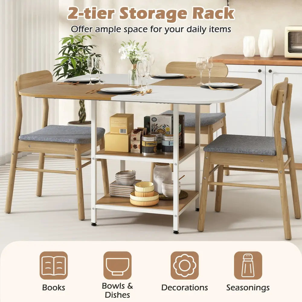 47.5 inch Modern Dining Table Square Kitchen Table with Mix-colored Tabletop-Natural - Natural - Dining Tables