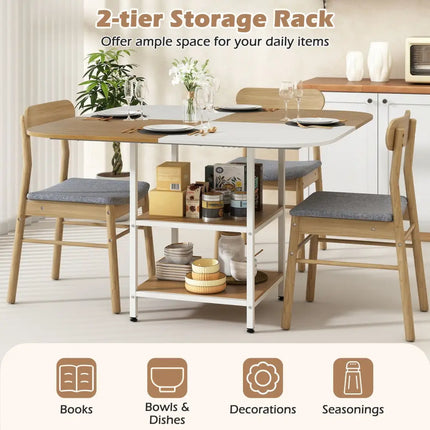 47.5 inch Modern Dining Table  Square Kitchen Table with Mix-colored Tabletop-Natural Costway