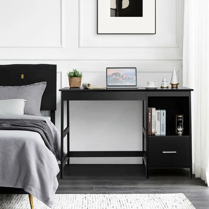 47.5 Inch Modern Home Computer Desk with 2 Storage Drawers-Black Costway