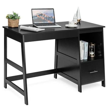 47.5 Inch Modern Home Computer Desk with 2 Storage Drawers-Black Costway