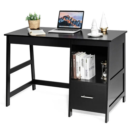 47.5 Inch Modern Home Computer Desk with 2 Storage Drawers-Black Costway