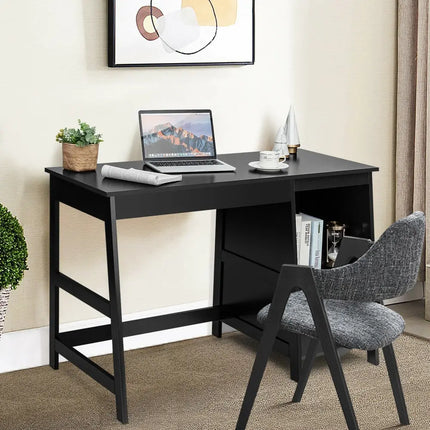 47.5 Inch Modern Home Computer Desk with 2 Storage Drawers-Black Costway