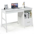 47.5 Inch Modern Home Computer Desk with 2 Storage Drawers-White - White - Writing Desks