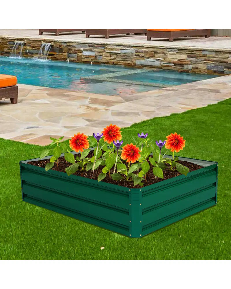 47.5 Inch Patio Raised Garden Bed Vegetable Flower Planter - Dark Green - Raised Garden Beds