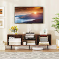 47.5 Inches TV Stand for 55-Inch TV with Compartments and Metal Legs-Rustic Brown - Rustic Brown - Entertainment