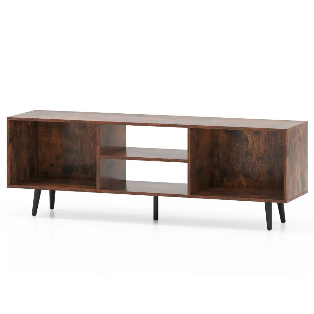 47.5 Inches TV Stand for 55-Inch TV with Compartments and Metal Legs-Rustic Brown - Rustic Brown - Entertainment