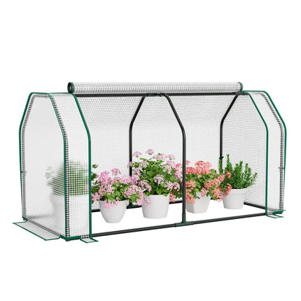 47.5 x 21.5 x 24 Inch Mini Greenhouse with Roll-up Zipper Door - White - Greenhouses