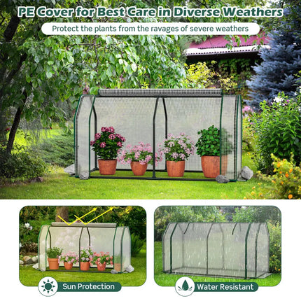 47.5 x 21.5 x 24 Inch Mini Greenhouse with Roll-up Zipper Door - White - Greenhouses