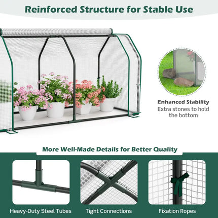 47.5 x 21.5 x 24 Inch Mini Greenhouse with Roll-up Zipper Door - White - Greenhouses