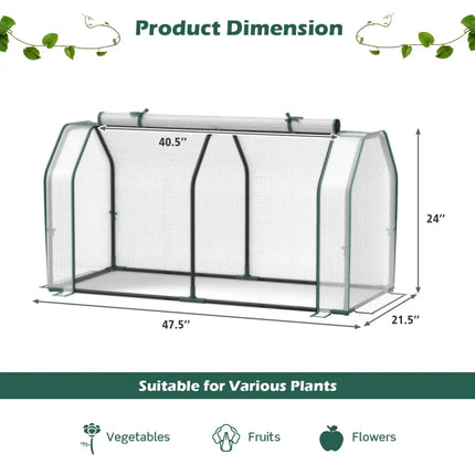 47.5 x 21.5 x 24 Inch Mini Greenhouse with Roll-up Zipper Door - White - Greenhouses