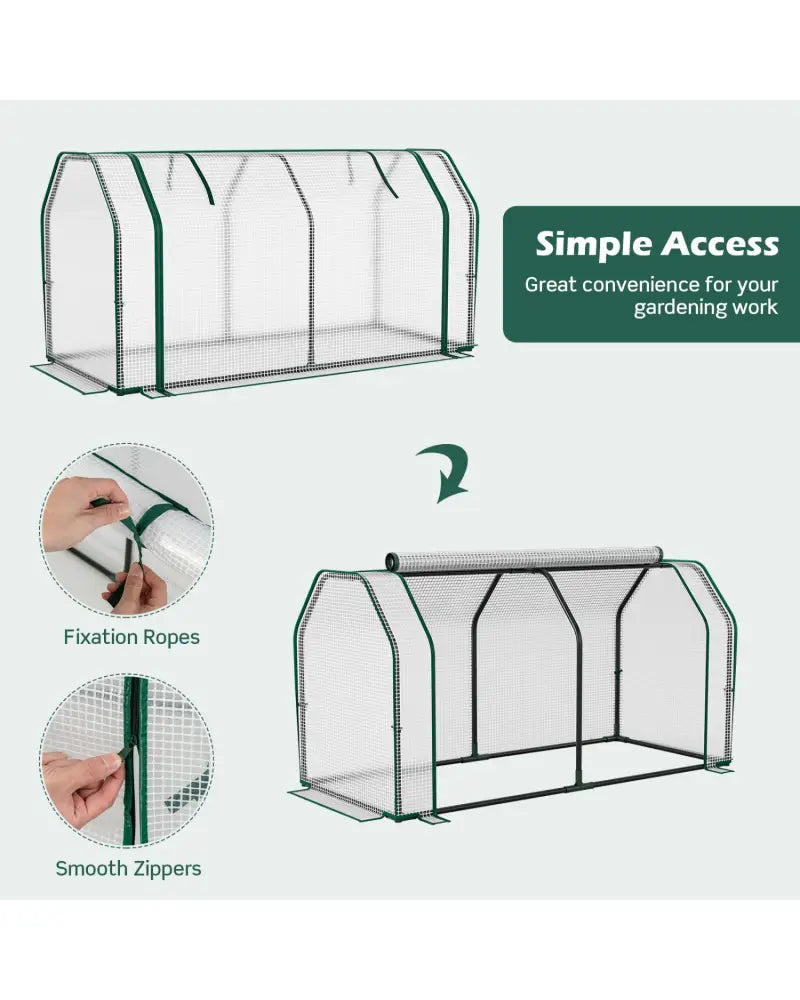 47.5 x 21.5 x 24 Inch Outdoor Mini Greenhouse with Roll-up Zipper Door - White - Greenhouses