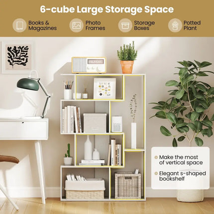 47 Inch 6-Cube Open-back Geometric Bookshelf for Bedroom Living Room-White Costway
