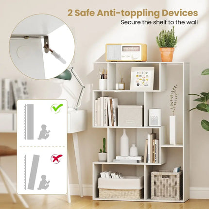 47 Inch 6-Cube Open-back Geometric Bookshelf for Bedroom Living Room-White Costway