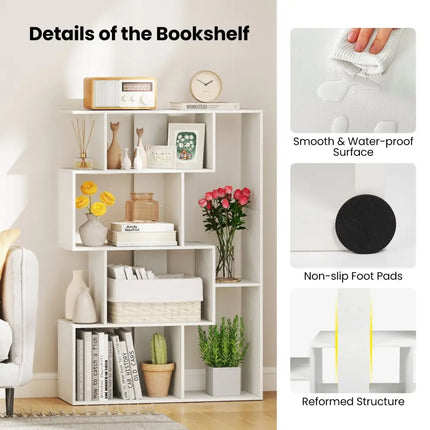47 Inch 6-Cube Open-back Geometric Bookshelf for Bedroom Living Room-White Costway