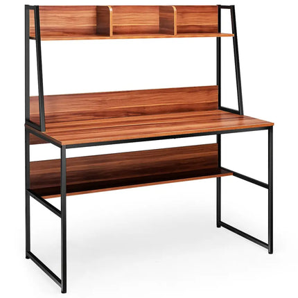 47-Inch Computer Desk Writing Study Table Workstation-Brown - Brown - Computer Desks