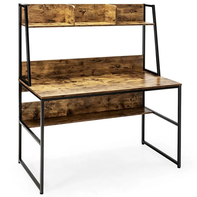 47-Inch Computer Desk Writing Study Table Workstation-Rustic Brown - Rustic Brown - Computer Desks