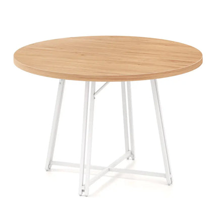 47 Inch Dining Table for 4-6 People Round Kitchen Table with Cross Base-Natural Costway