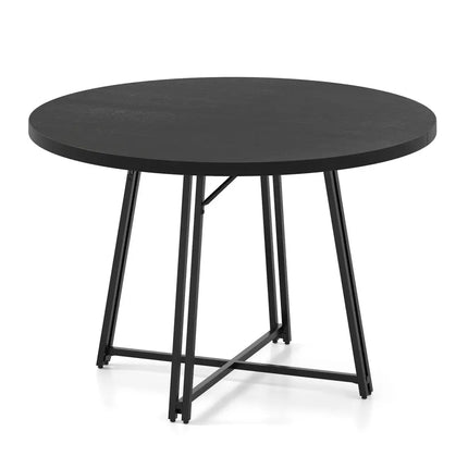 47 Inch Dining Table for 4-6 People Round Kitchen Table with Cross Base-Black Costway