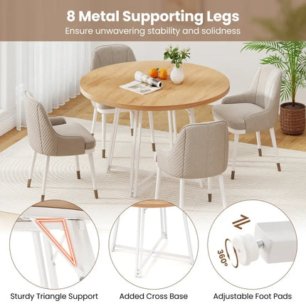 47 Inch Dining Table for 4-6 People Round Kitchen Table with Cross Base-Natural Costway