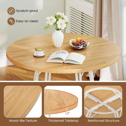 47 Inch Dining Table for 4-6 People Round Kitchen Table with Cross Base-Natural Costway