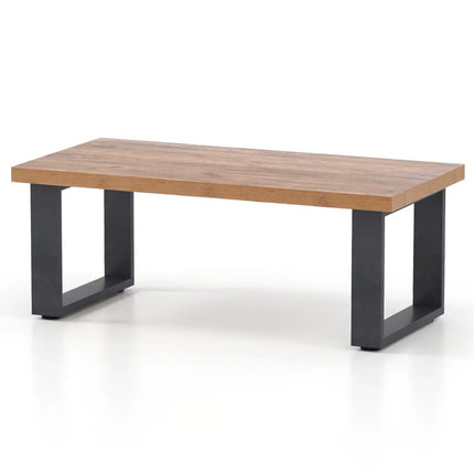 47 inch Farmhouse Style Rustic Coffee Table with Thickened Tabletop and Natural Wood Texture-Oak Costway