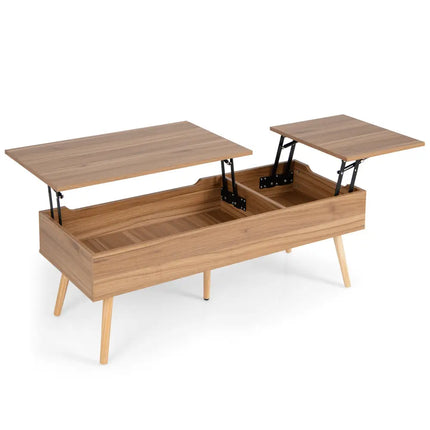 47 Inch Lift Top Coffee Table with 2 Hidden Compartments-Brown Costway