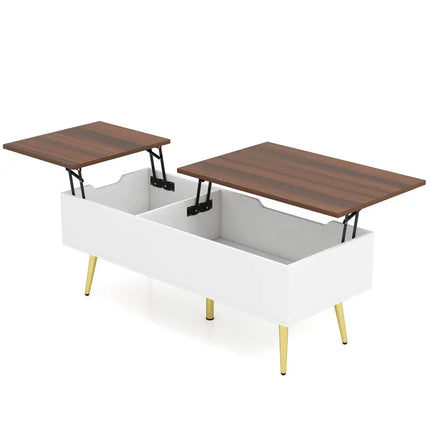 47 Inch Lift Top Coffee Table with 2 Hidden Compartments-Walnut Costway