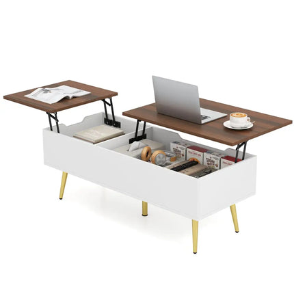 47 Inch Lift Top Coffee Table with 2 Hidden Compartments-Walnut Costway