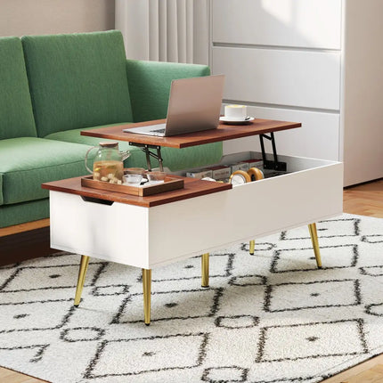 47 Inch Lift Top Coffee Table with 2 Hidden Compartments-Walnut Costway